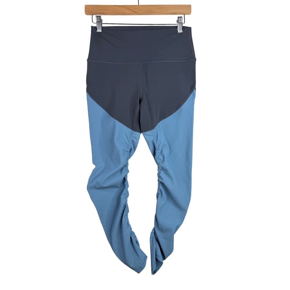 New Zyia Active Storm Parallel HR 7/8 Leggings size 6-8 Dark Gray/Blue